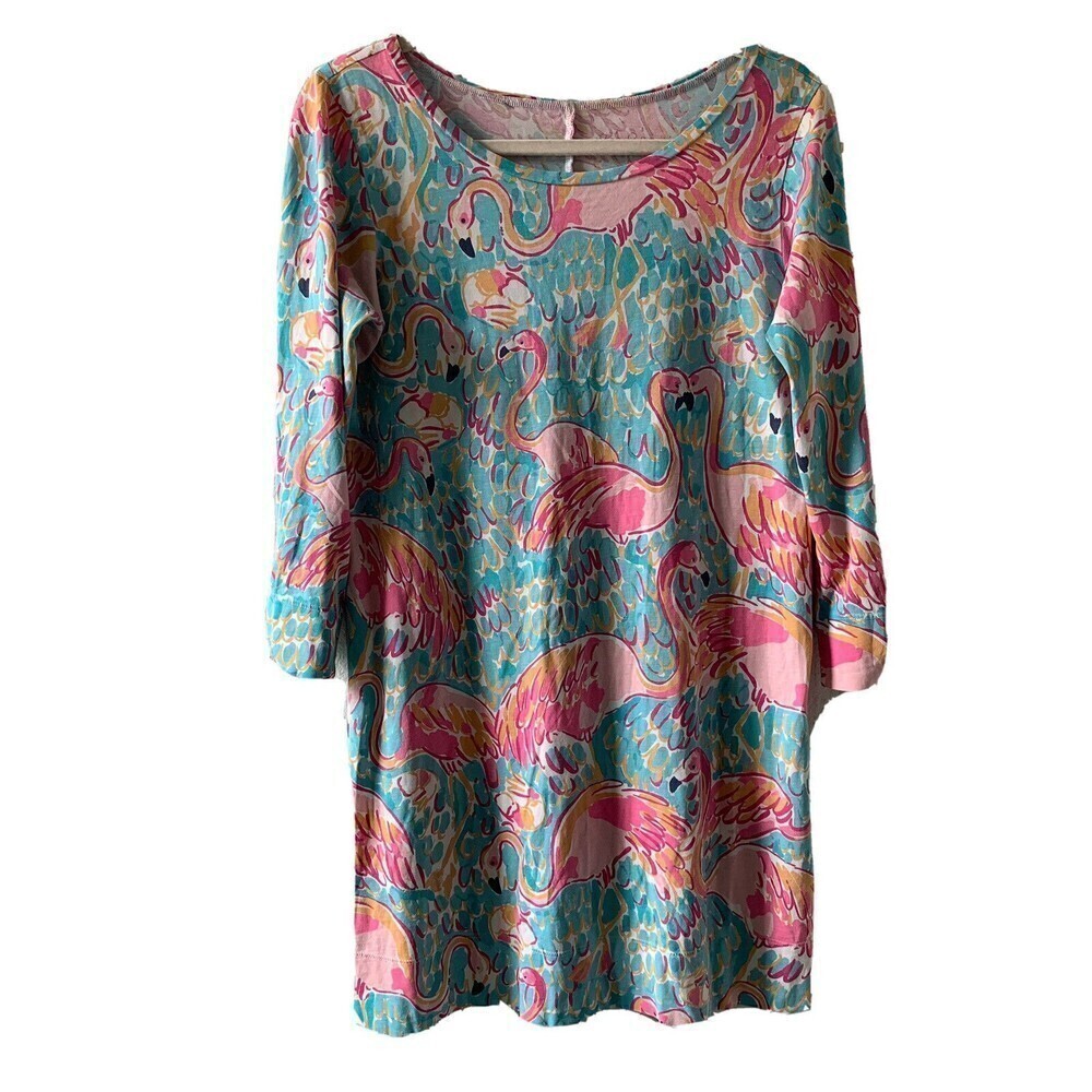 Lilly Pulitzer Womens Size Medium Multicolor Peel And Eat Flamingo Shrimp Dress